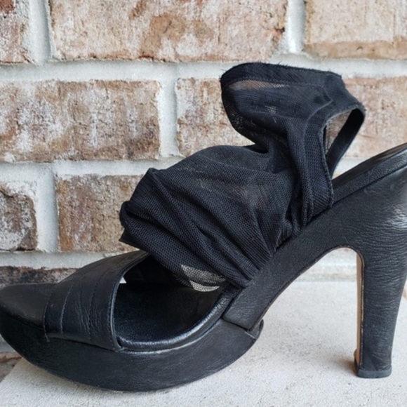 LD Tuttle Womens 7 Vero Cuoio Mesh Zip up Peep Toe Heels - Picture 11 of 11